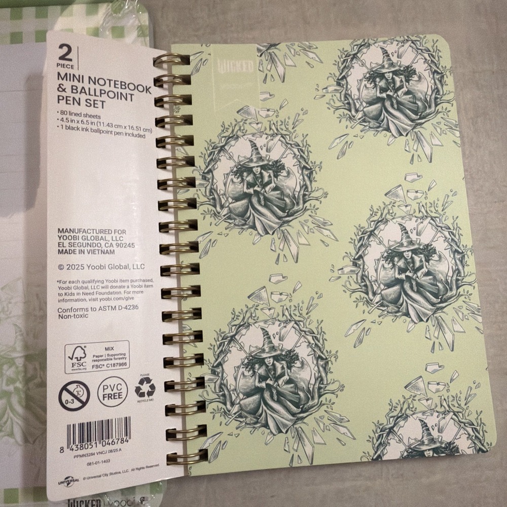 Wicked Limited Édition Yoobi Notepad Pen and Notepad w/ pen: Green Elphaba - Picture 8 of 11